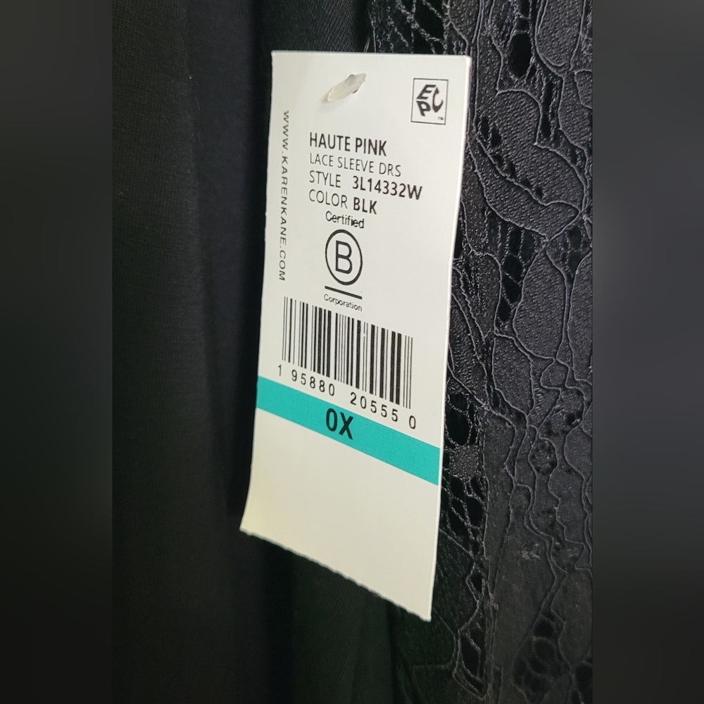 Karen Kane Black Lace Sleeve Dress NWT 0X - Picture 3 of 8